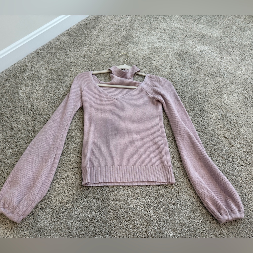 Express Soft Lilac Turtleneck Cutout Sweater